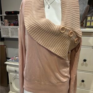 Ralph Lauren Women's Cowl Sweater with Button Detail